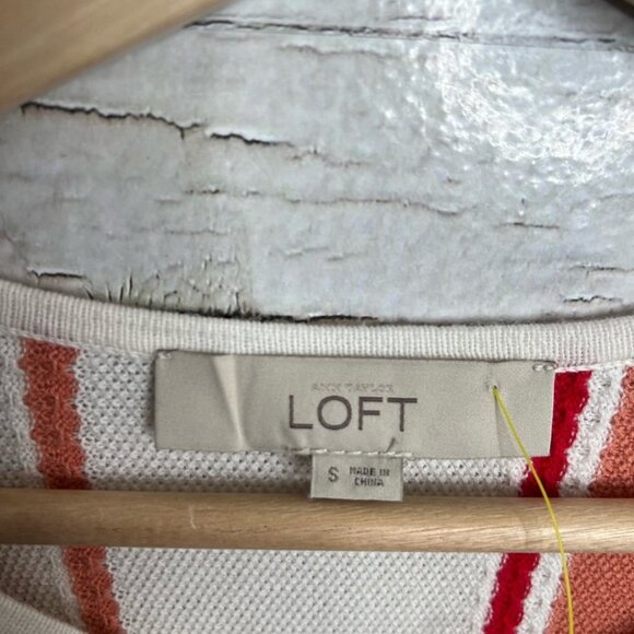 LOFT Ann Taylor striped top size small red orange - Picture 6 of 9